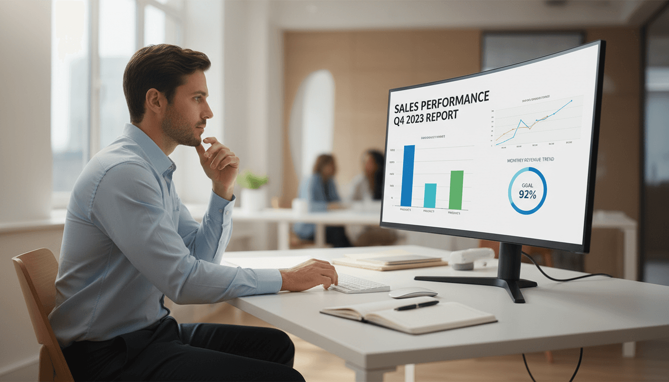 Operations manager monitoring business performance metrics and workflows